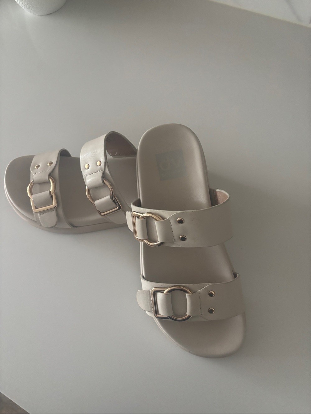 Dolce Vita Beige Double Buckle Slide Sandals Size 7 -worn just a couple of times